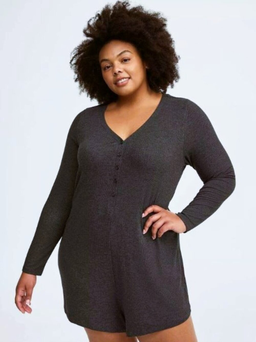 Torrid Super Soft Rib Henley Sleep Romper 3X